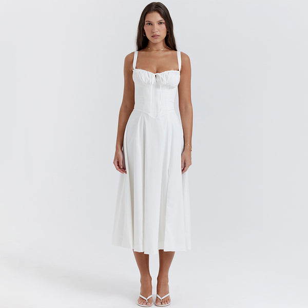 Sexy Slim Fit Strap Midi Dress XS / White - ENCHANTE VOGUE