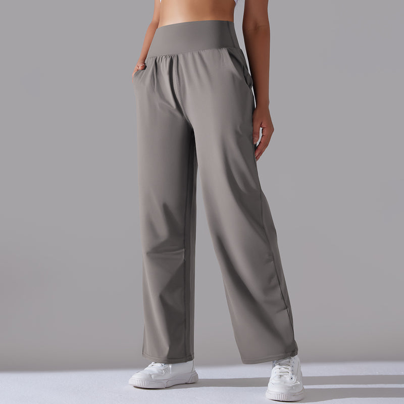 High Waist Wide Leg Straight Breathable Trousers S / Gray - ENCHANTE VOGUE