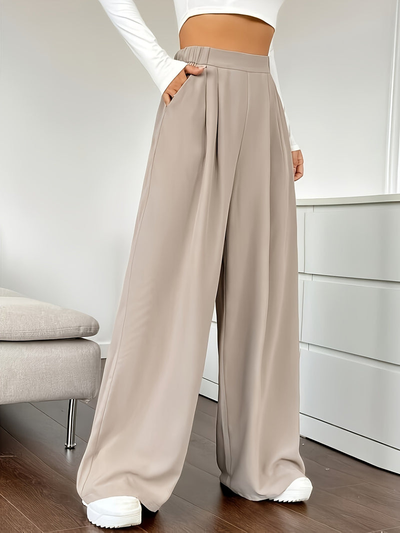 High Waist Wide Leg Straight Casual Trousers XS / Blue - ENCHANTE VOGUE