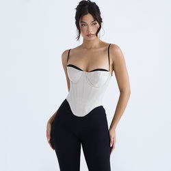 Sexy Cropped Slim Fit Boning Corset Top XS / White - ENCHANTE VOGUE