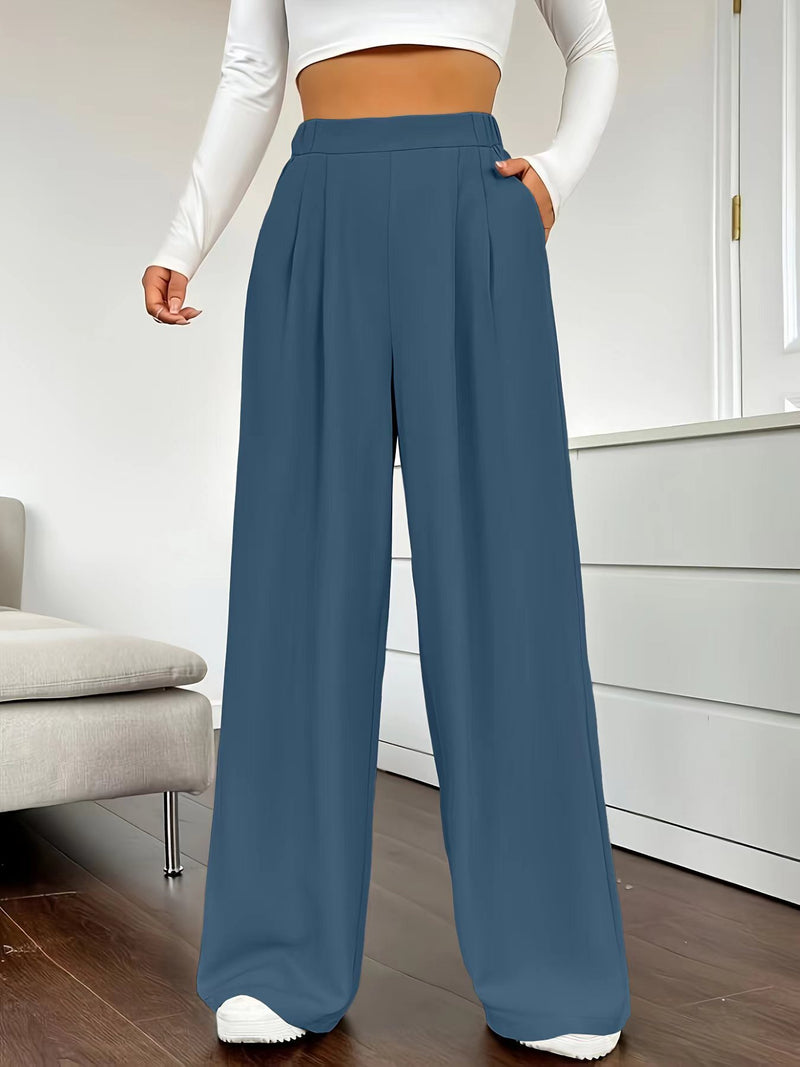 High Waist Wide Leg Straight Casual Trousers