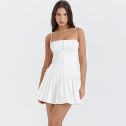 Backless White Strap Mini Dress XS / White - ENCHANTE VOGUE