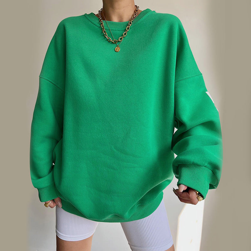 Knitted Letter Graphic Printed Sweater S / Green - ENCHANTE VOGUE