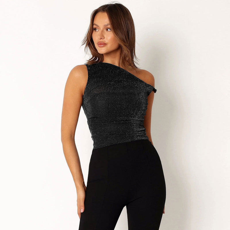 One Shoulder Slim Fit Top XS / Black - ENCHANTE VOGUE