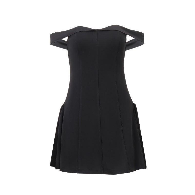 Off Shoulder Slim Elegant Mini Dress S / Black - ENCHANTE VOGUE