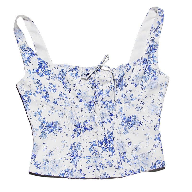 Printed Floral Cropped Top XS / Black - ENCHANTE VOGUE