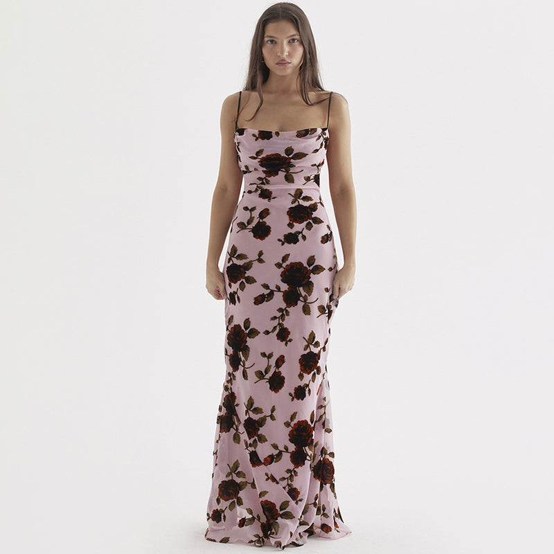 Sexy Mesh Floral Print Slim Fit Maxi Dress XS / Multi - ENCHANTE VOGUE