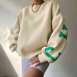 Knitted Letter Graphic Printed Sweater S / Apricot - ENCHANTE VOGUE