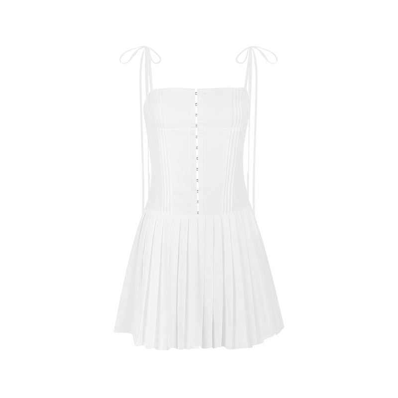 Backless White Strap Mini Dress XS / White - ENCHANTE VOGUE