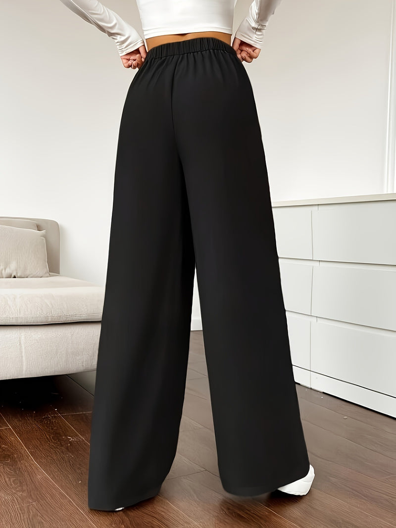 High Waist Wide Leg Straight Casual Trousers