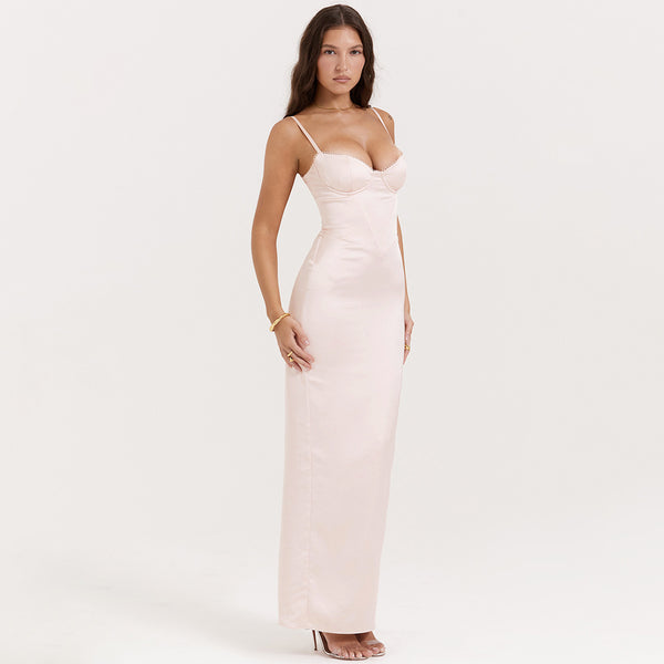 Sexy Slim Fit Slit Maxi Dress XS / Pink - ENCHANTE VOGUE