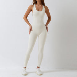 Aerial High Elastic One Piece Jumpsuit 8/S / Cream - ENCHANTE VOGUE