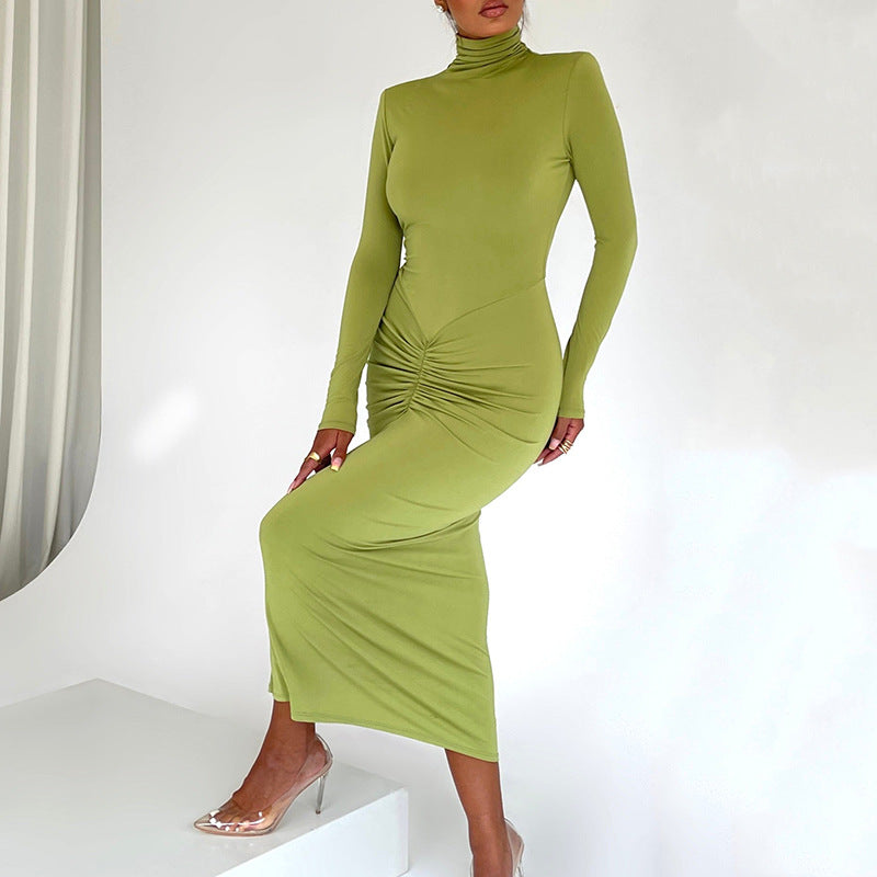 Bodycon High Neck Maxi Dress S / Green - ENCHANTE VOGUE