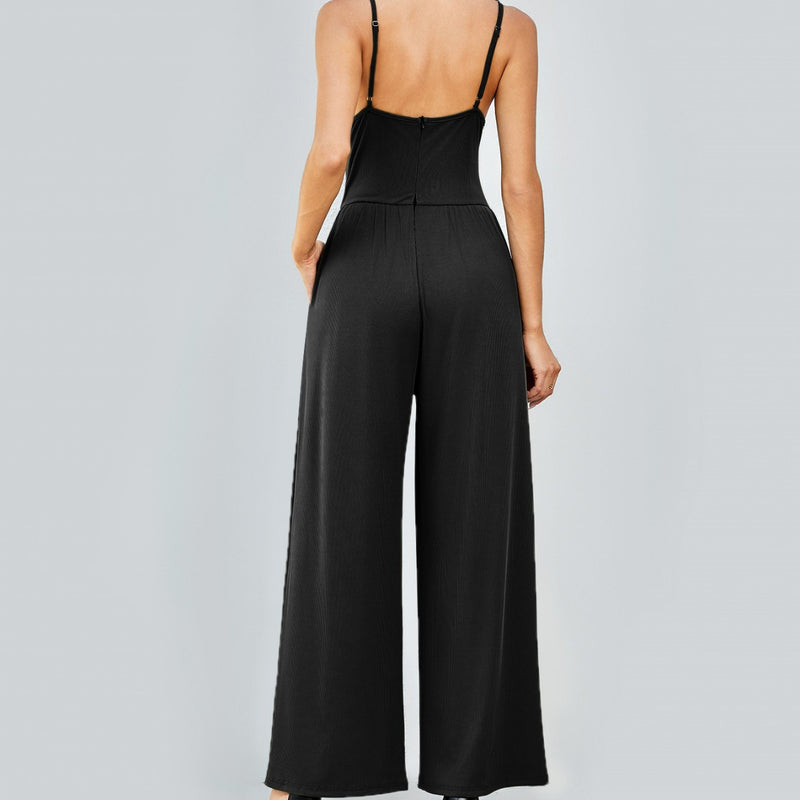 Casual Sling Backless High Waist Jumpsuit XS / Black - ENCHANTE VOGUE