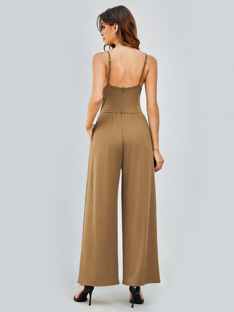 Casual Sling Backless High Waist Jumpsuit XS / Black - ENCHANTE VOGUE