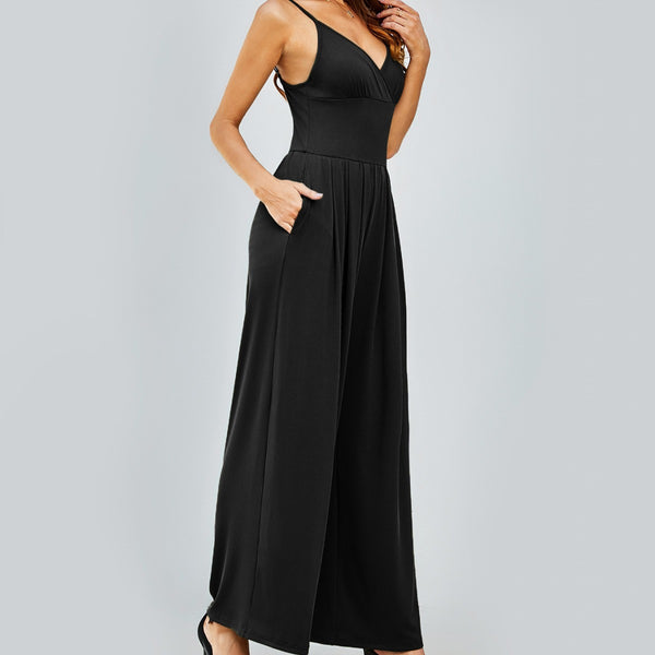 Casual Sling Backless High Waist Jumpsuit XS / Black - ENCHANTE VOGUE