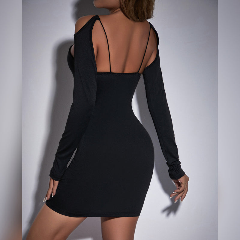 Sexy Cutout Long Sleeve Sheath Mini Dress S / Black - ENCHANTE VOGUE