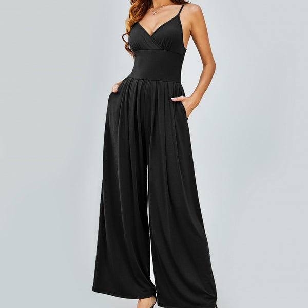 Casual Sling Backless High Waist Jumpsuit XS / Black - ENCHANTE VOGUE