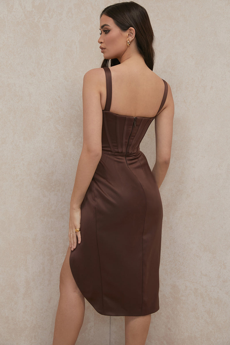 Sexy Suspenders Slit Midi Dress