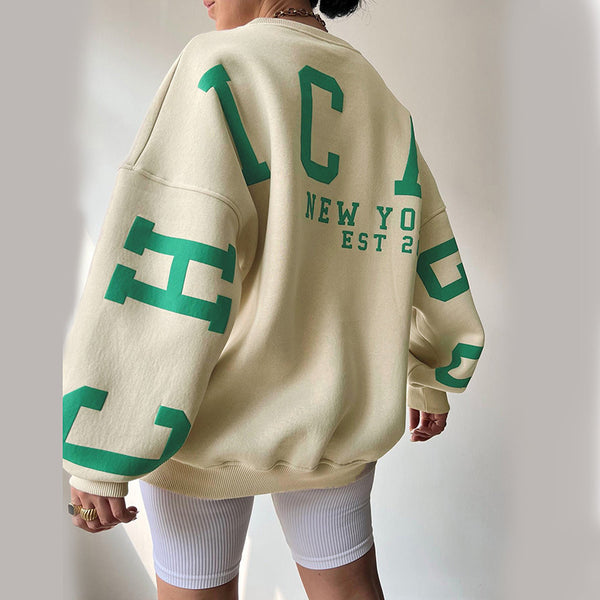 Knitted Letter Graphic Printed Sweater S / Apricot - ENCHANTE VOGUE