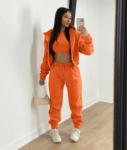 Hoodie Sweatshirt Long Sleeved Casual Three Piece Set S / Orange - ENCHANTE VOGUE